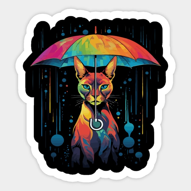 Caracal Rainy Day With Umbrella Sticker by JH Mart